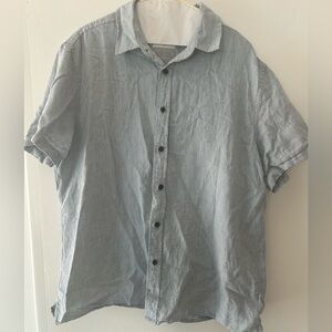Goodfellow & Co men’s light blue button down short sleeves linen/cotton blend